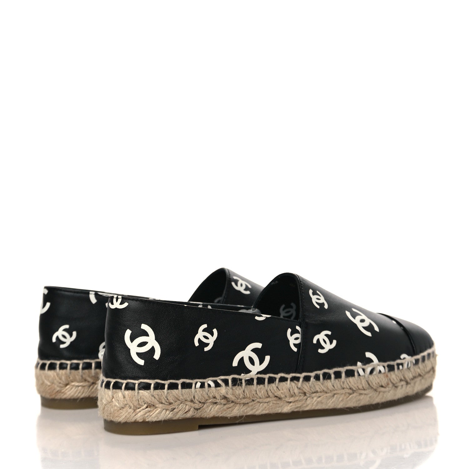 Chanel Lambskin Printed CC Espadrilles 35 Black White 4 of 8