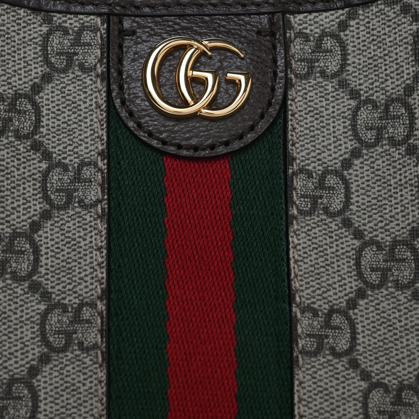 GG Supreme Monogram Textured Dollar Calfskin Web Small Ophidia Bucket Shoulder Bag Beige Ebony New Acero