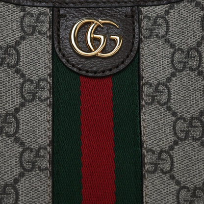 Gucci GG Supreme Monogram Textured Dollar Calfskin Web Small Ophidia Bucket Shoulder Bag Beige Ebony New Acero 9 of 11