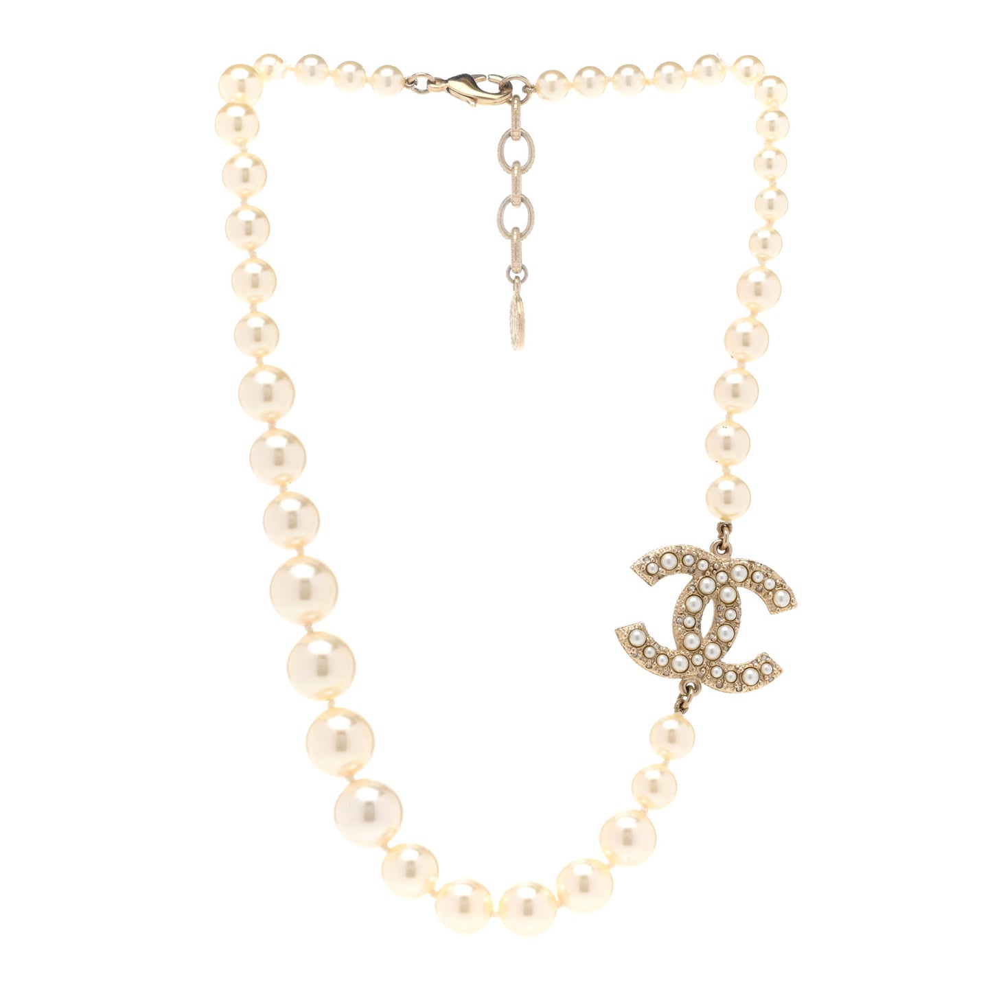 Pearl CC 100th Anniversary Necklace Light Gold
