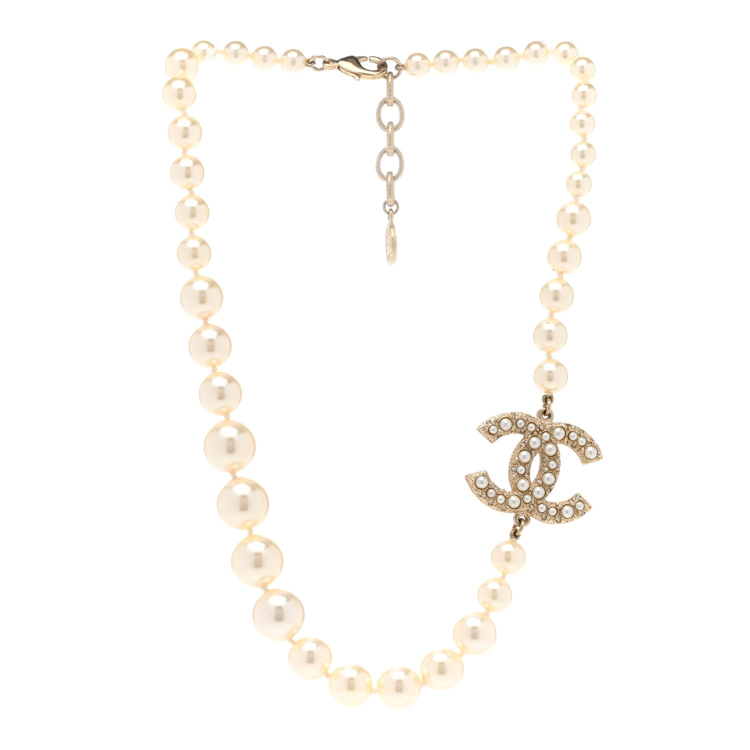 Chanel Pearl CC 100th Anniversary Necklace Light Gold 3 of 6
