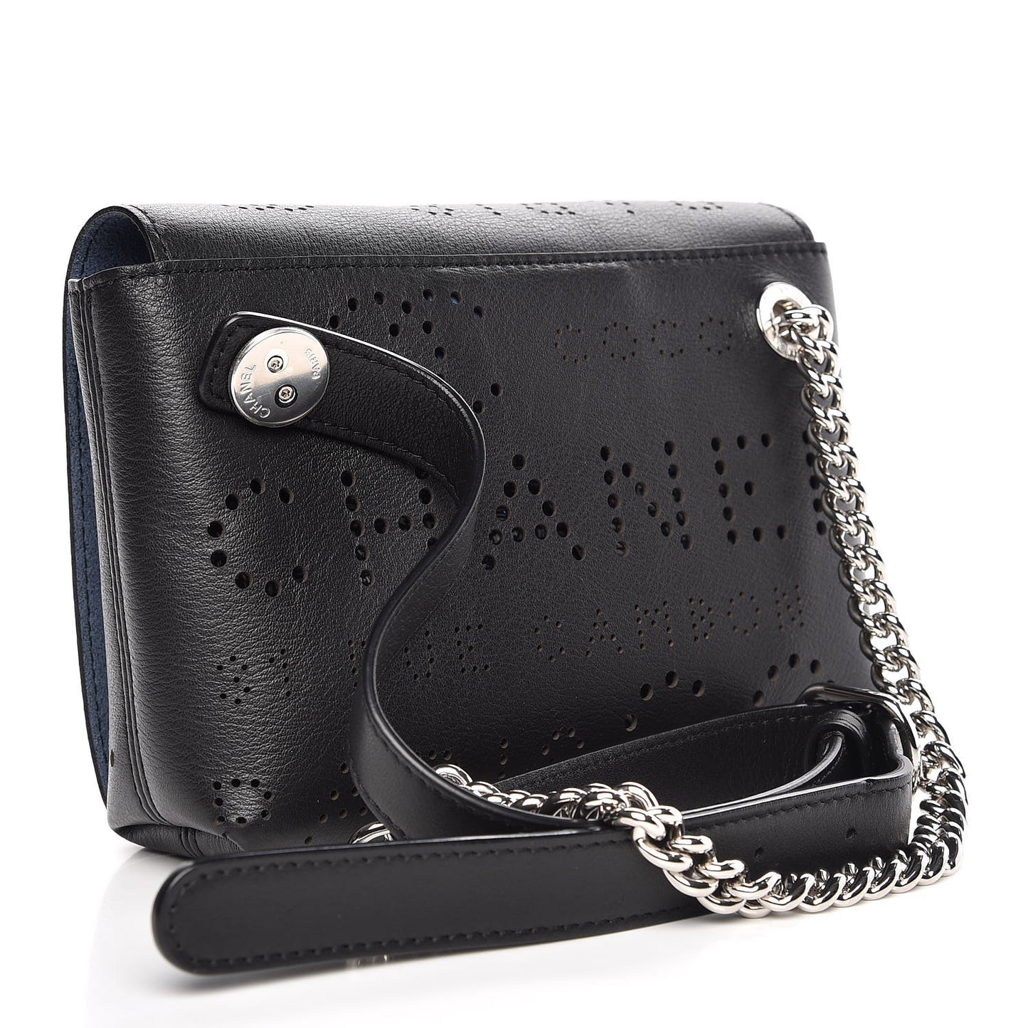 Calfskin Eyelet Messenger Black