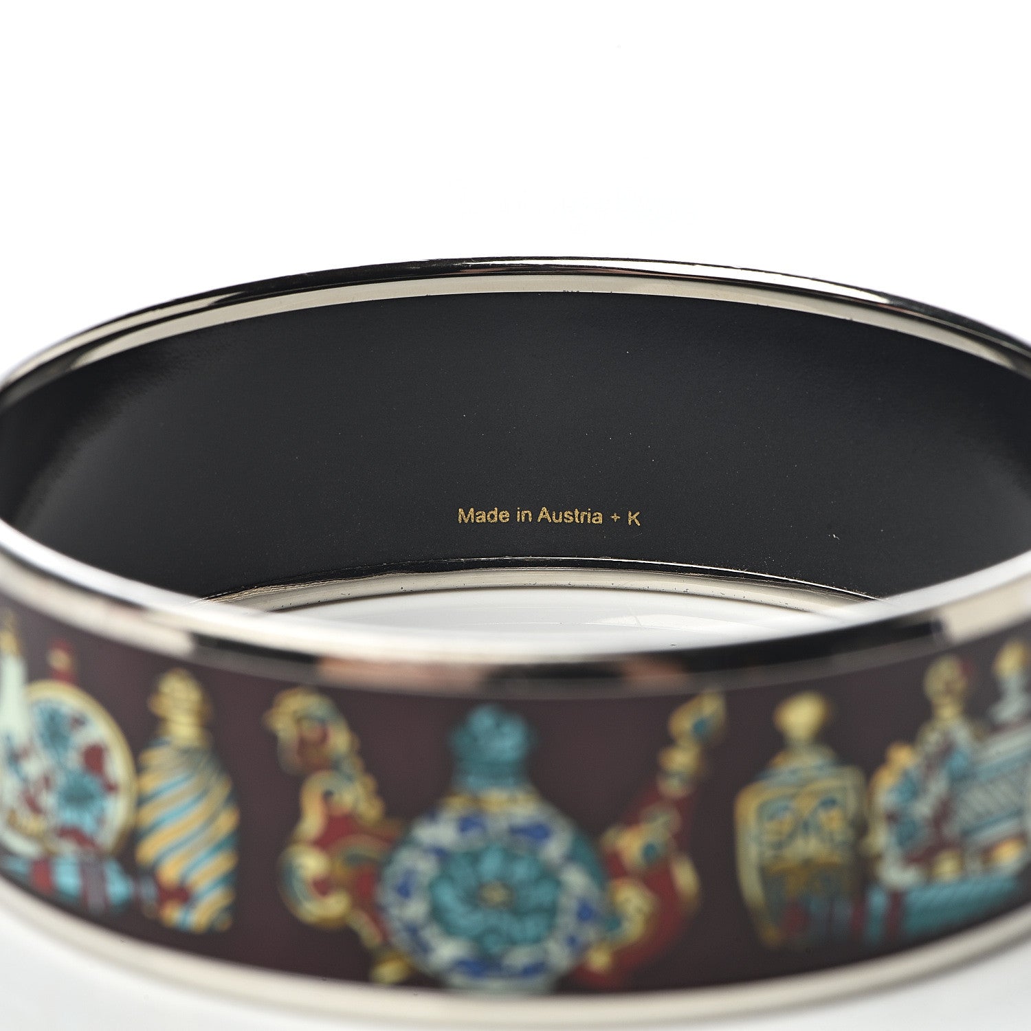 Hermes Enamel Printed Wide Qu' Importe Le Falcon Bracelet 65 5 of 5