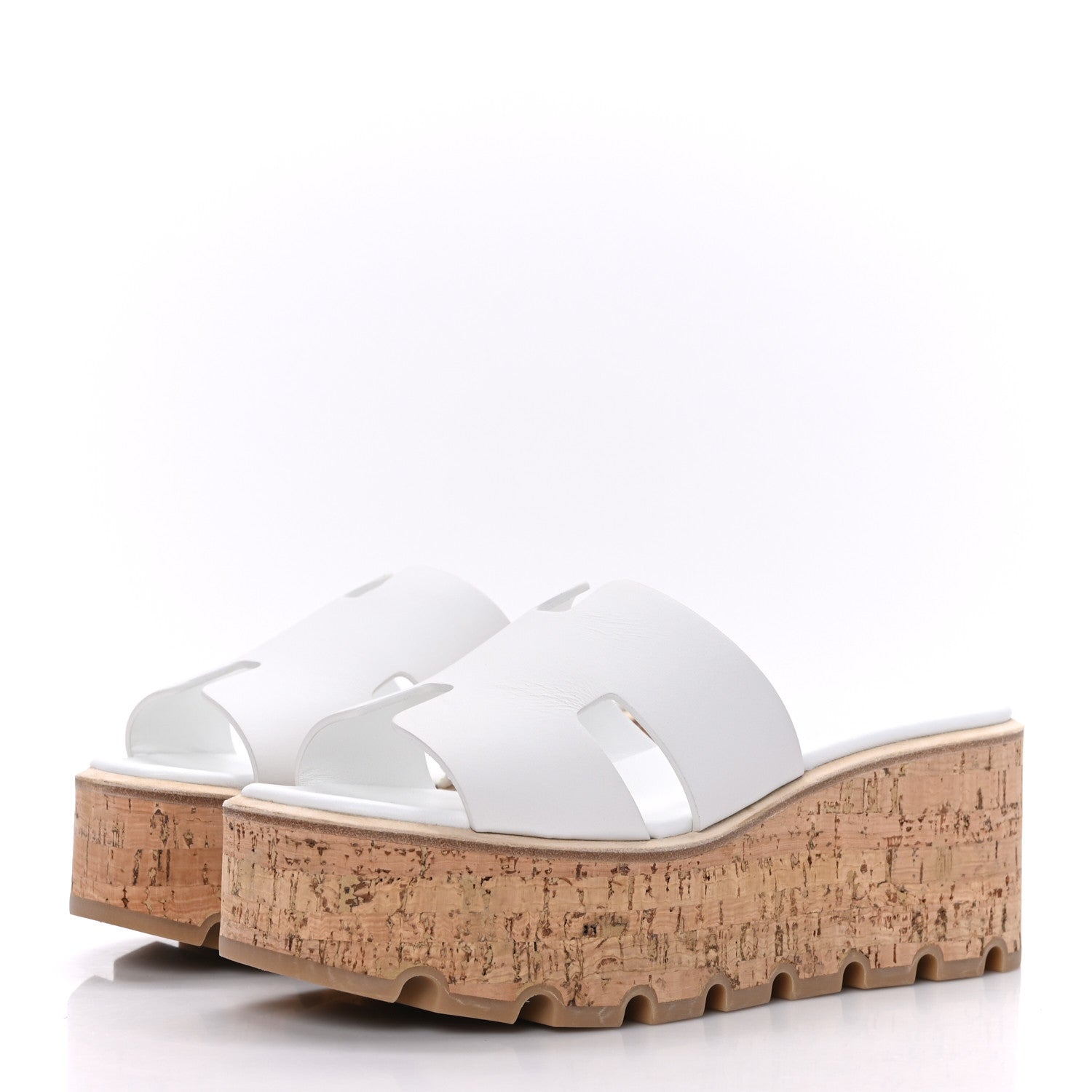 Hermes Calfskin Cork Eze 30 Sandals 36 White 3 of 9