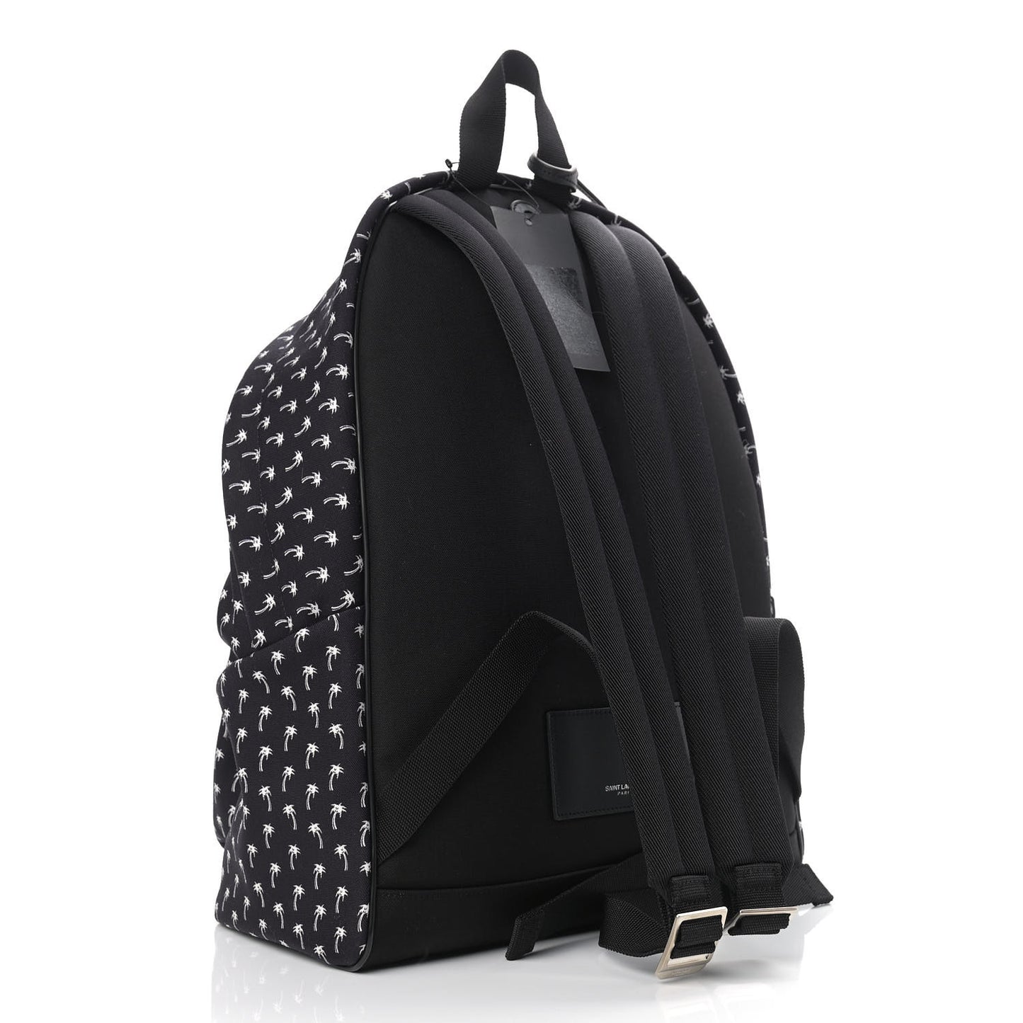 Canvas Palm Tree Print City Backpack Black White