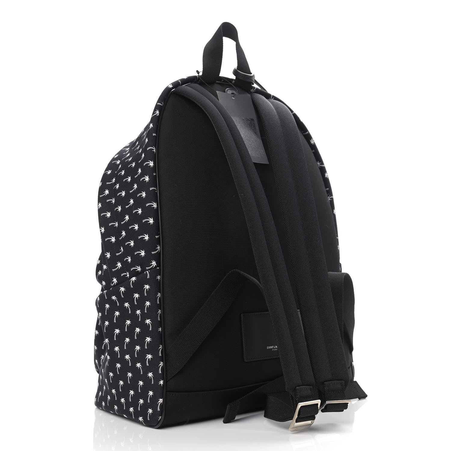 Saint Laurent Canvas Palm Tree Print City Backpack Black White 3 of 9