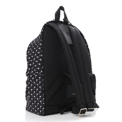 Saint Laurent Canvas Palm Tree Print City Backpack Black White 3 of 9