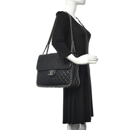 Chanel Washed Lambskin Quilted Maxi Chain Around Flap Black 2 of 14