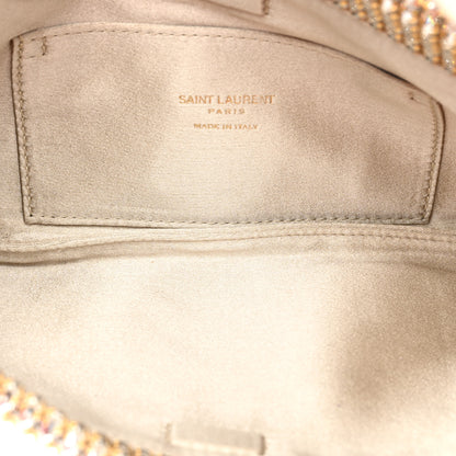 Saint Laurent Crystal Strass Embellished Satin Suzanne Shoulder Bag Silver 5 of 8
