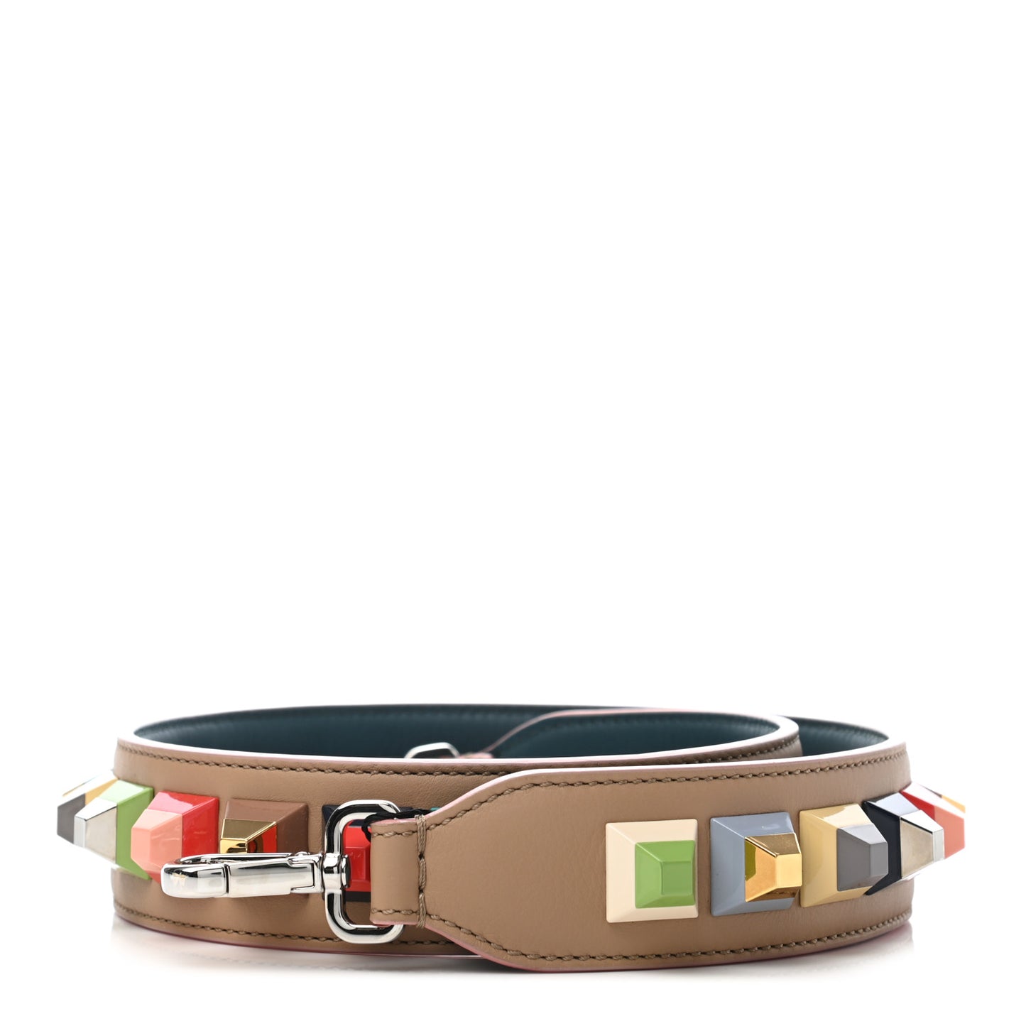 Vitello Dolce Plexiglass Bi-Color Studded Strap You Cuoio Oceano Multicolor