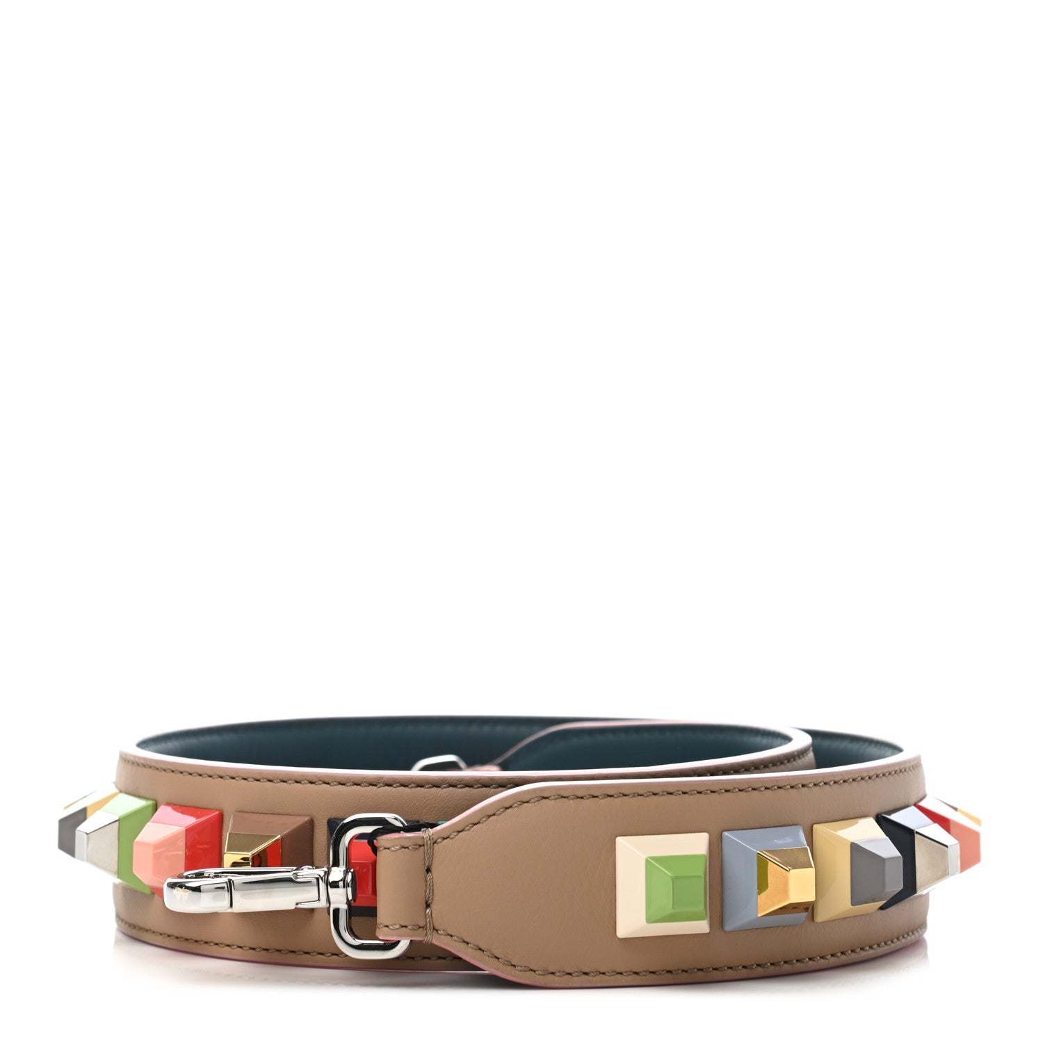 Fendi Vitello Dolce Plexiglass Bi-Color Studded Strap You Cuoio Oceano Multicolor 1 of 4