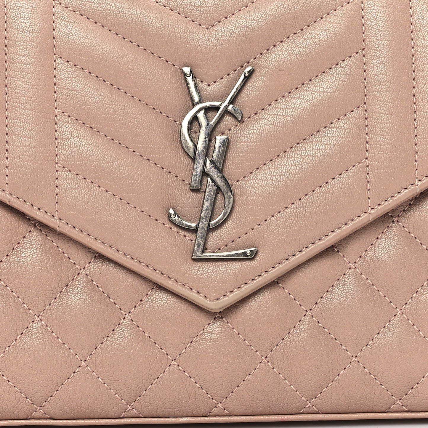 Sheepskin Tri-Quilt Monogram Envelope Chain Wallet Dark Beige
