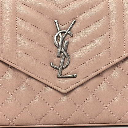 Saint Laurent Sheepskin Tri-Quilt Monogram Envelope Chain Wallet Dark Beige 8 of 13