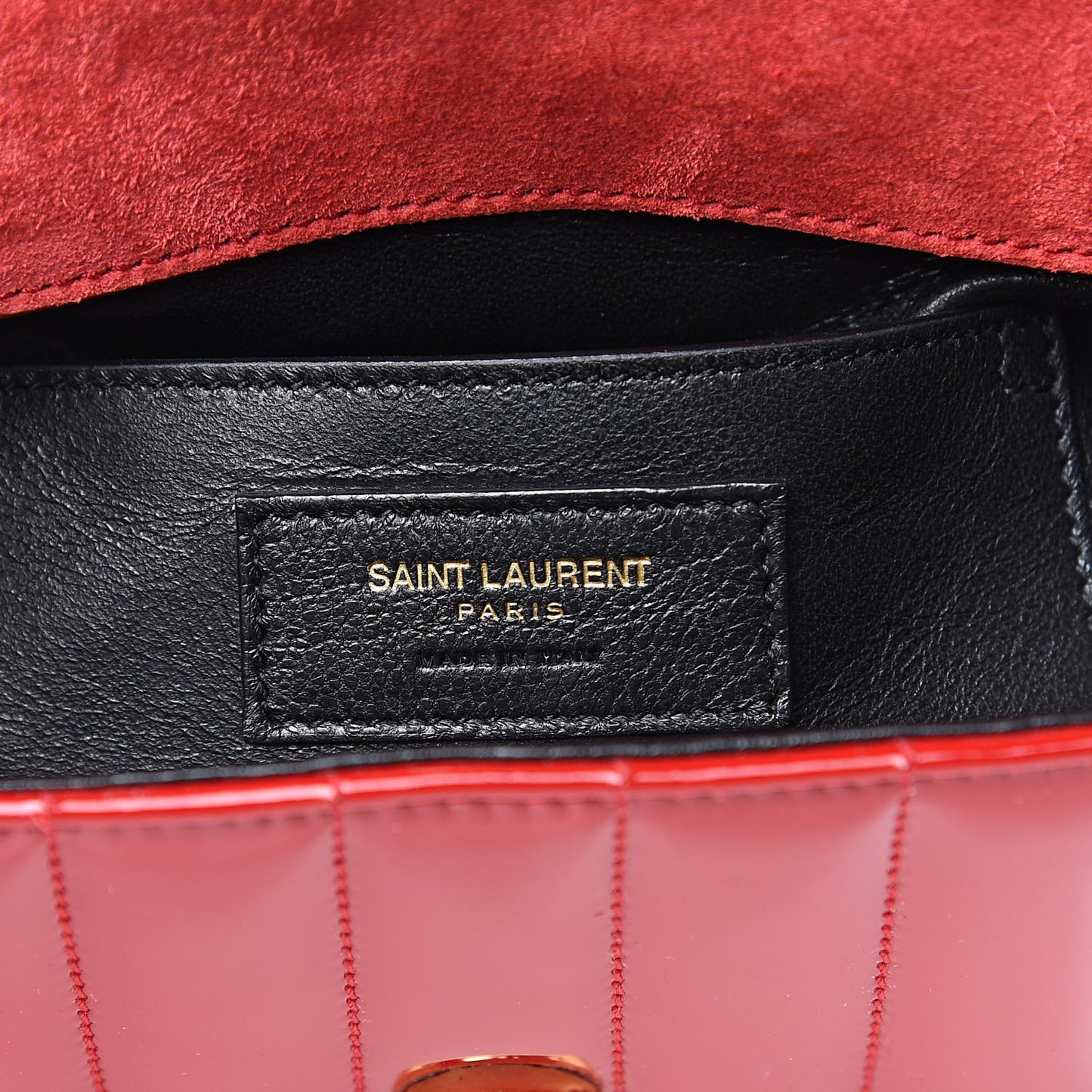 Patent Matelasse Monogram Small Vicky Chain Bag Red