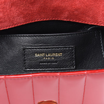 Saint Laurent Patent Matelasse Monogram Small Vicky Chain Bag Red 6 of 9