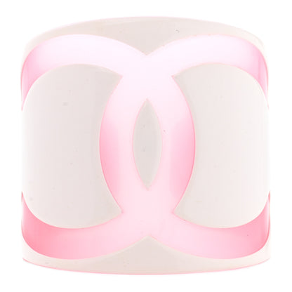 Chanel Resin CC Wide Cuff White Pink 1 of 4