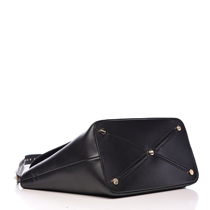 Valentino Garavani Calfskin Rockstud Medium Demilune Double Handle Satchel Black 4 of 23