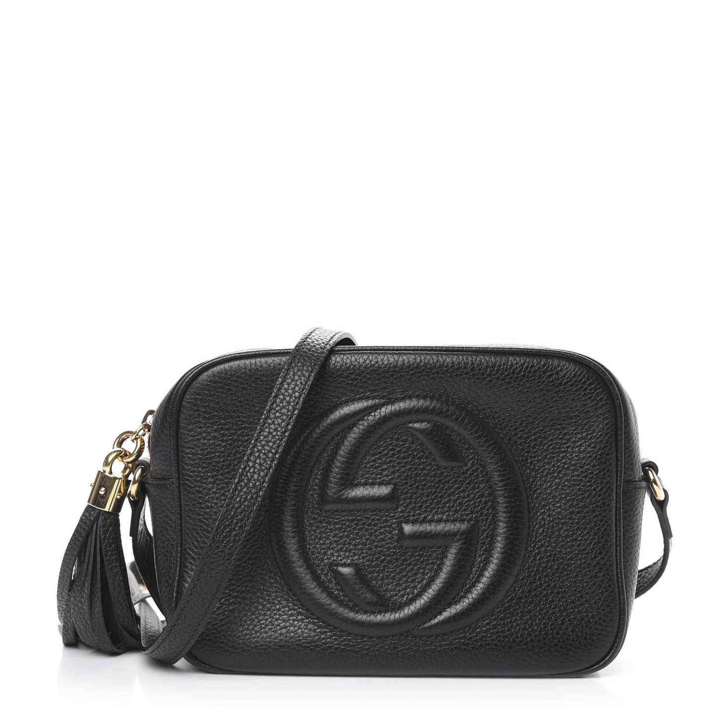 Pebbled Calfskin Small Soho Disco Bag Black