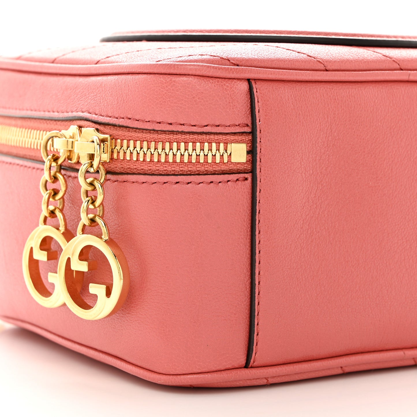 Sakai Be Green Calfskin Diagonal Stitched Blondie Top Handle Bag Pink