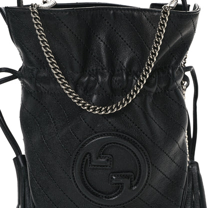 Gucci Sakai Be Green Calfskin Diagonal Stitched Mini Blondie Bucket Bag Black 7 of 13
