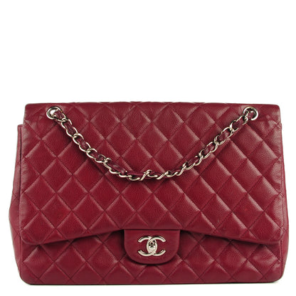 Chanel Caviar Maxi Single Flap Dark Red 1 of 9