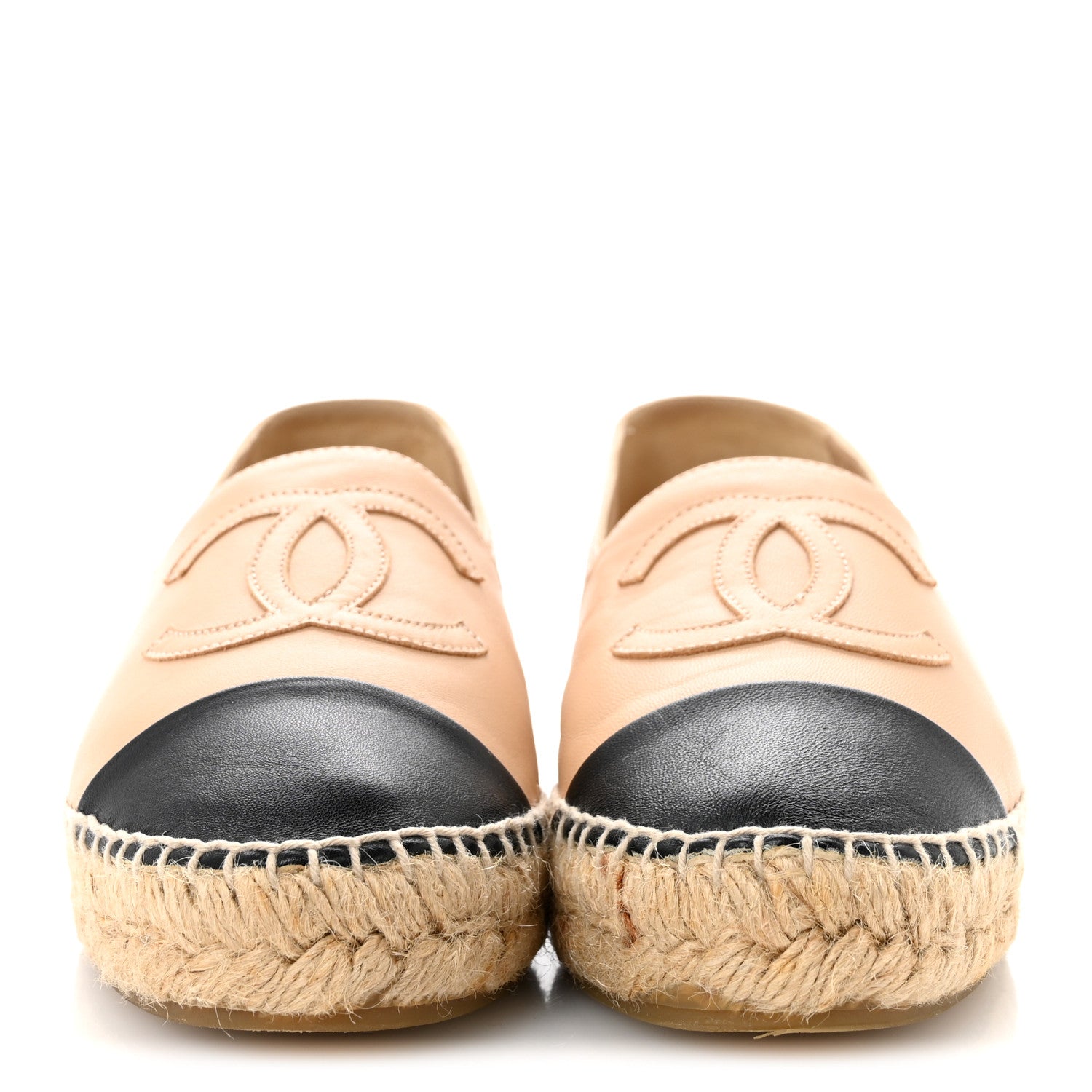 Chanel Lambskin CC Espadrilles 36 Beige Black 3 of 11