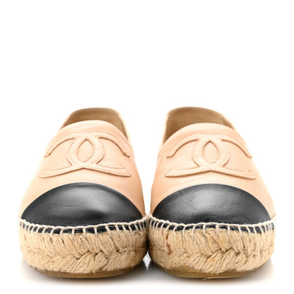 Chanel Lambskin CC Espadrilles 36 Beige Black 3 of 11