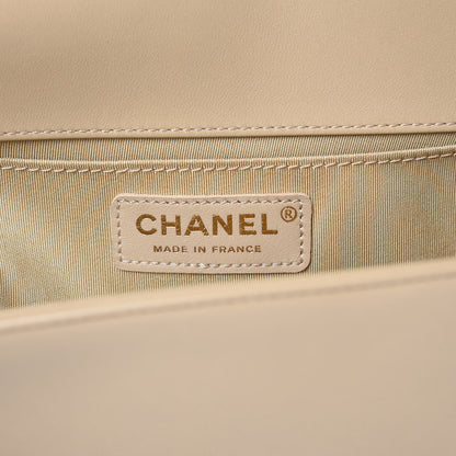 Chanel Lambskin Quilted Medium Boy Flap Light Beige 5 of 13