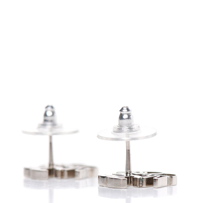 Chanel Crystal CC Peace Sign Emoji Earrings Silver 3 of 5