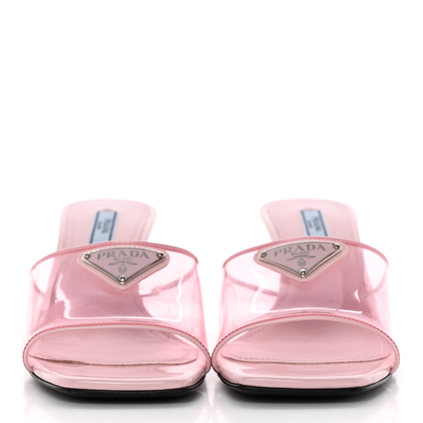 Plexiglass Vernice Metal Triangle Logo 65mm Slide Sandals 37 Alabastro