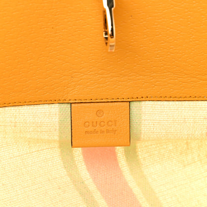 Gucci Linen Heavy Canvas Textured Dollar Calfskin Web Large Retro Interlocking G Foldable Tote Light Beige 7 of 11