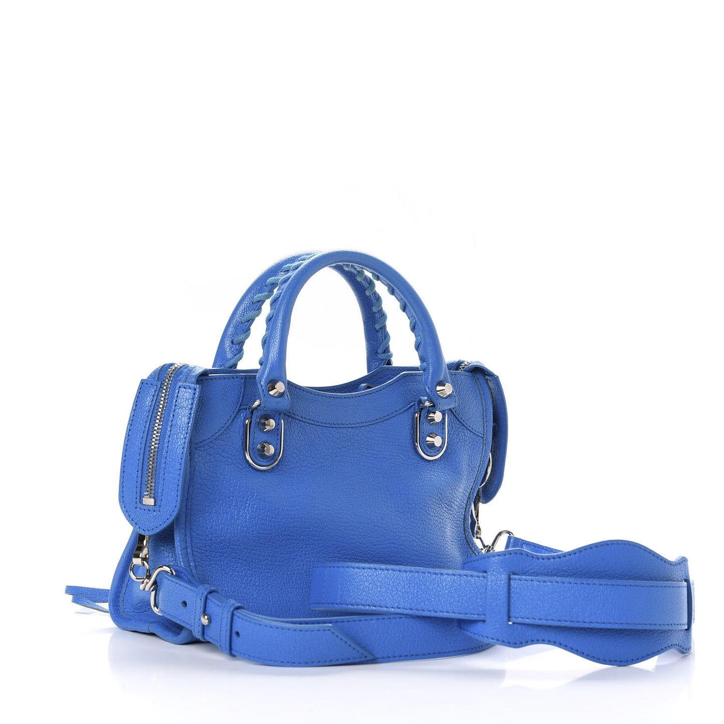 Chevre Gold Metallic Edge Hardware Mini City Bleu Ceylon