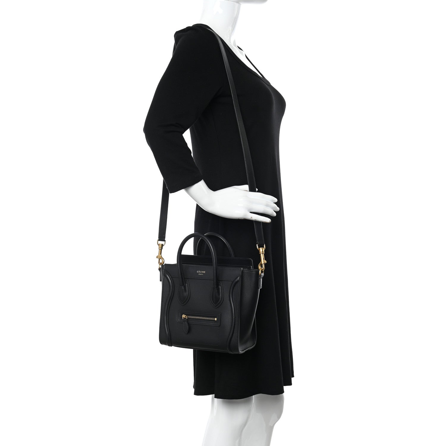 Celine Smooth Calfskin Nano Luggage Black 2 of 13