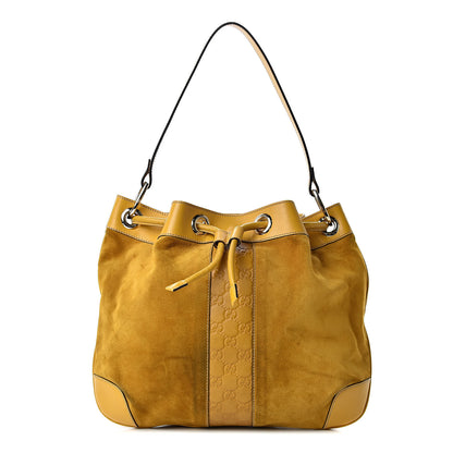 Gucci Suede Guccissima Drawstring Shoulder Bag Yellow 1 of 14