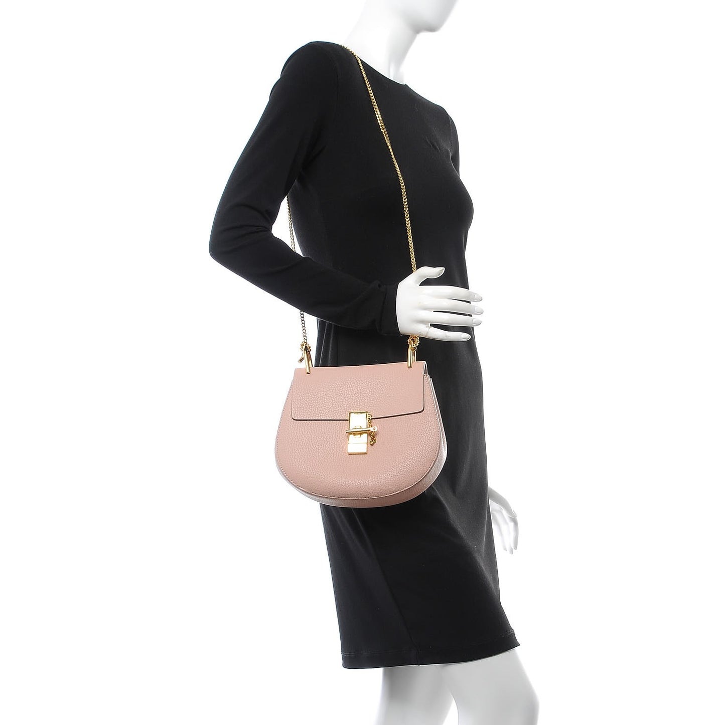Grained Lambskin Drew Shoulder Bag Cement Pink