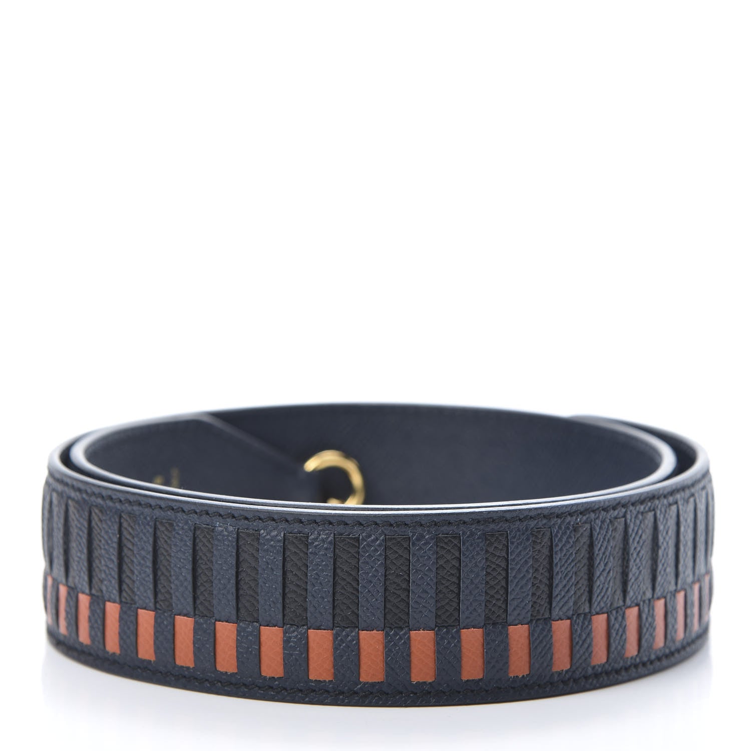 Hermes Epsom 40mm Tressage Shoulder Strap Bleu Indigo Black Terre Battue 2 of 4
