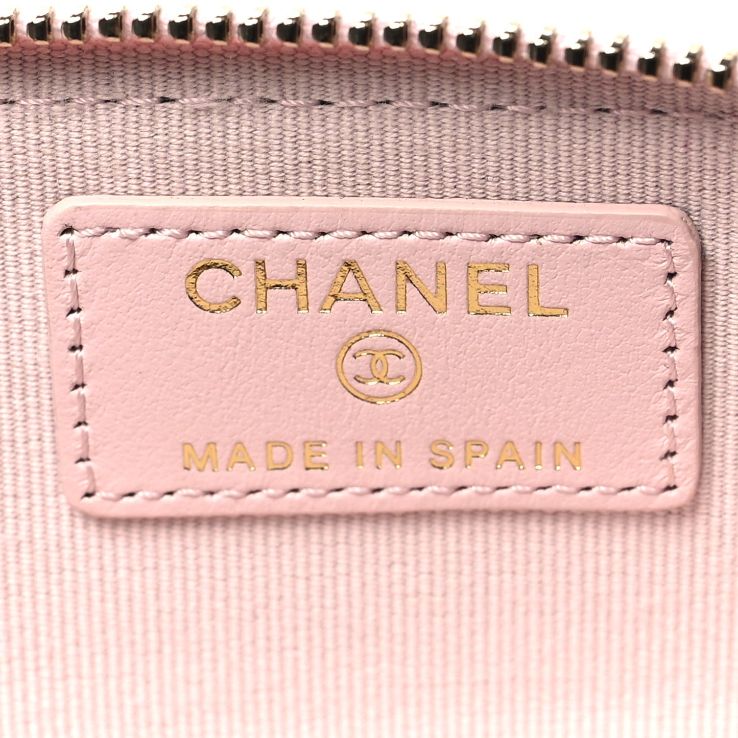 Caviar Quilted Crystal Zip Card Holder Wallet Light Pink