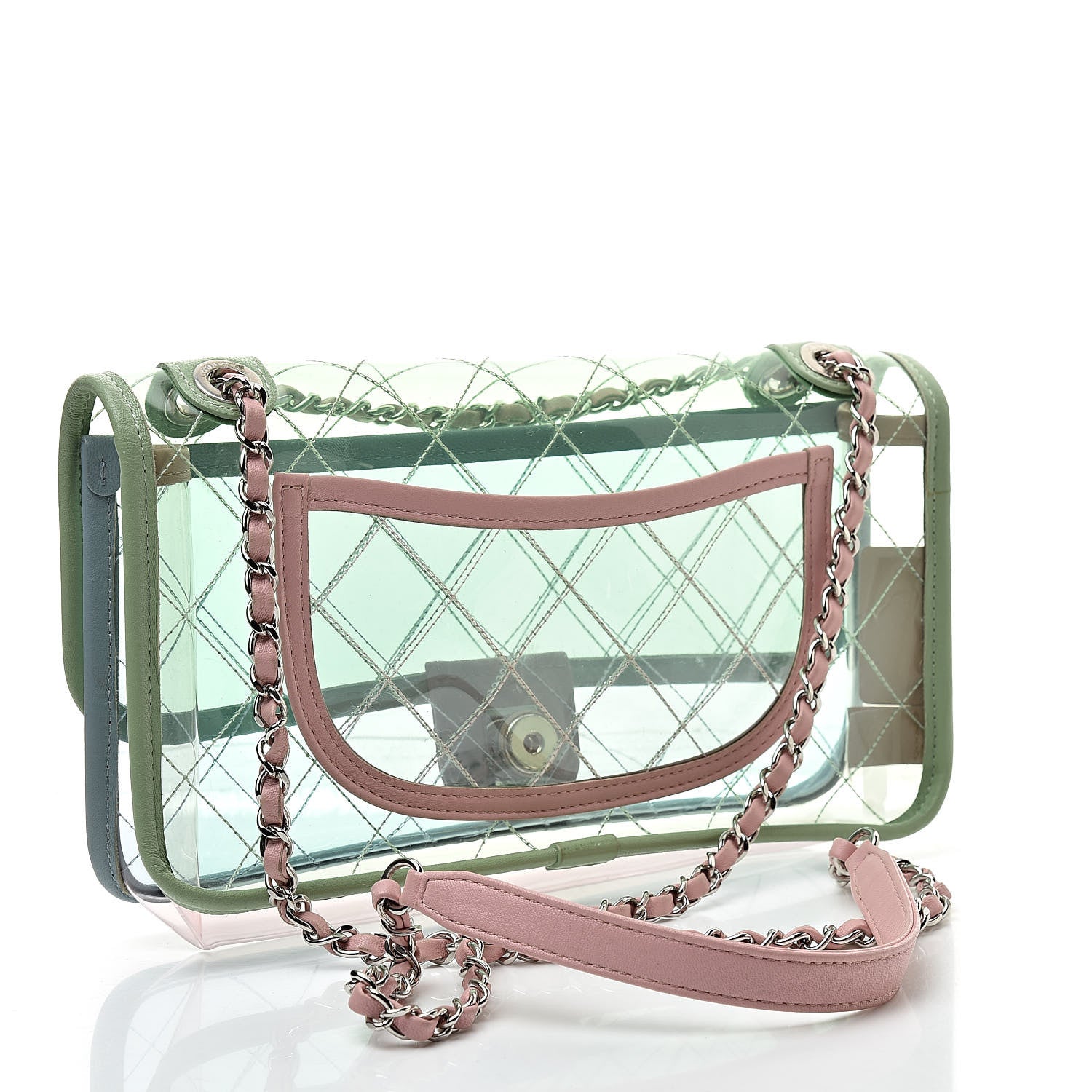 Chanel Lambskin PVC Quilted Medium Coco Splash Flap Blue Green 3 of 11