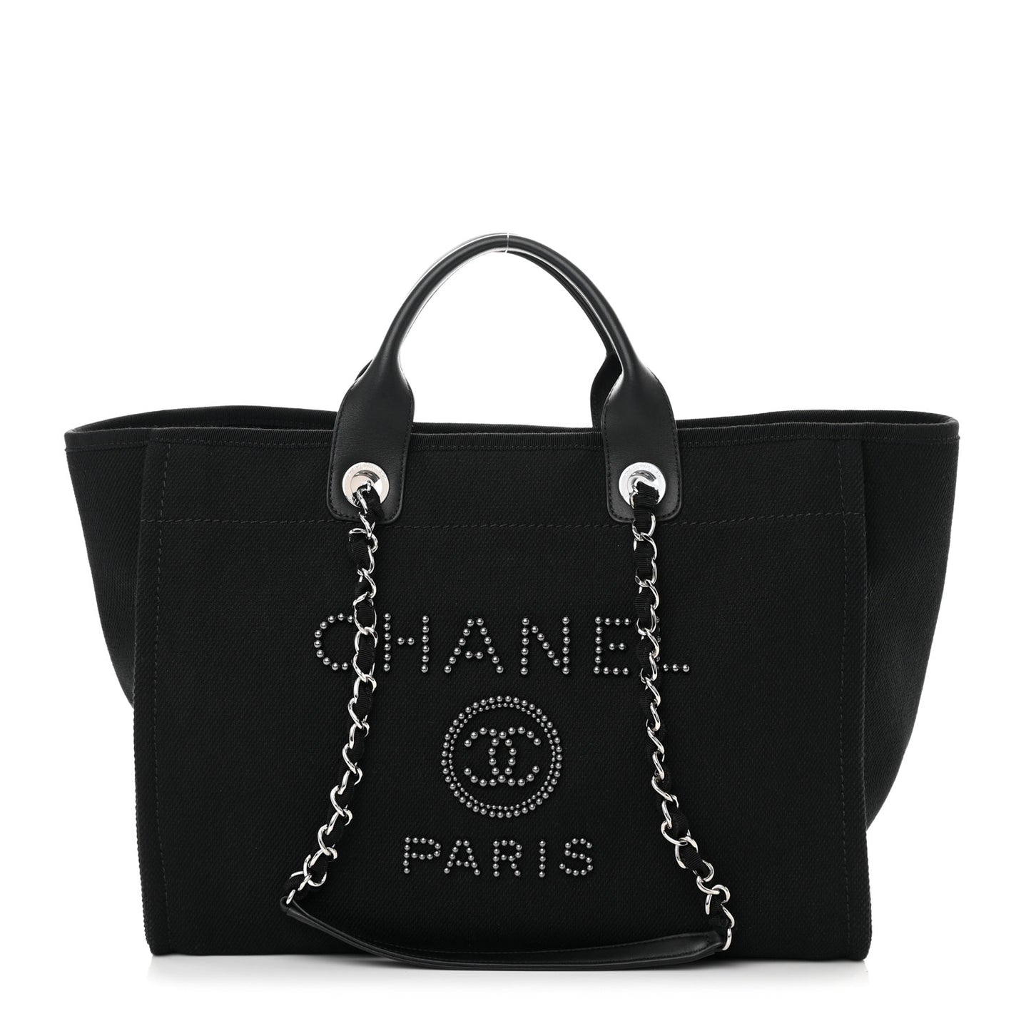 Canvas Pearl Medium Deauville Tote Black