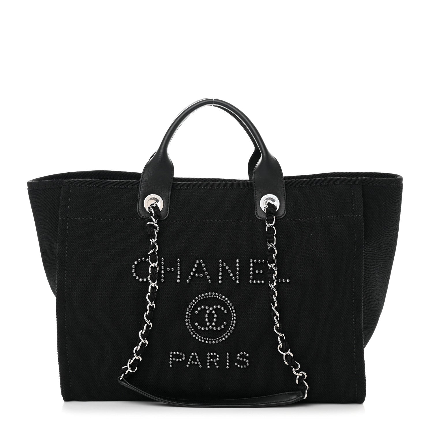 Chanel Canvas Pearl Medium Deauville Tote Black 1 of 11