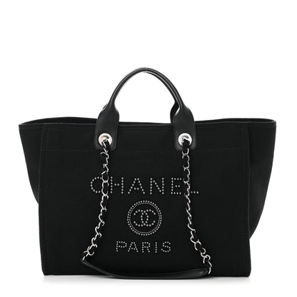 Chanel Canvas Pearl Medium Deauville Tote Black 1 of 11