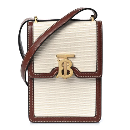 Burberry Canvas Calfskin TB Robin Bag Natural 1 of 9