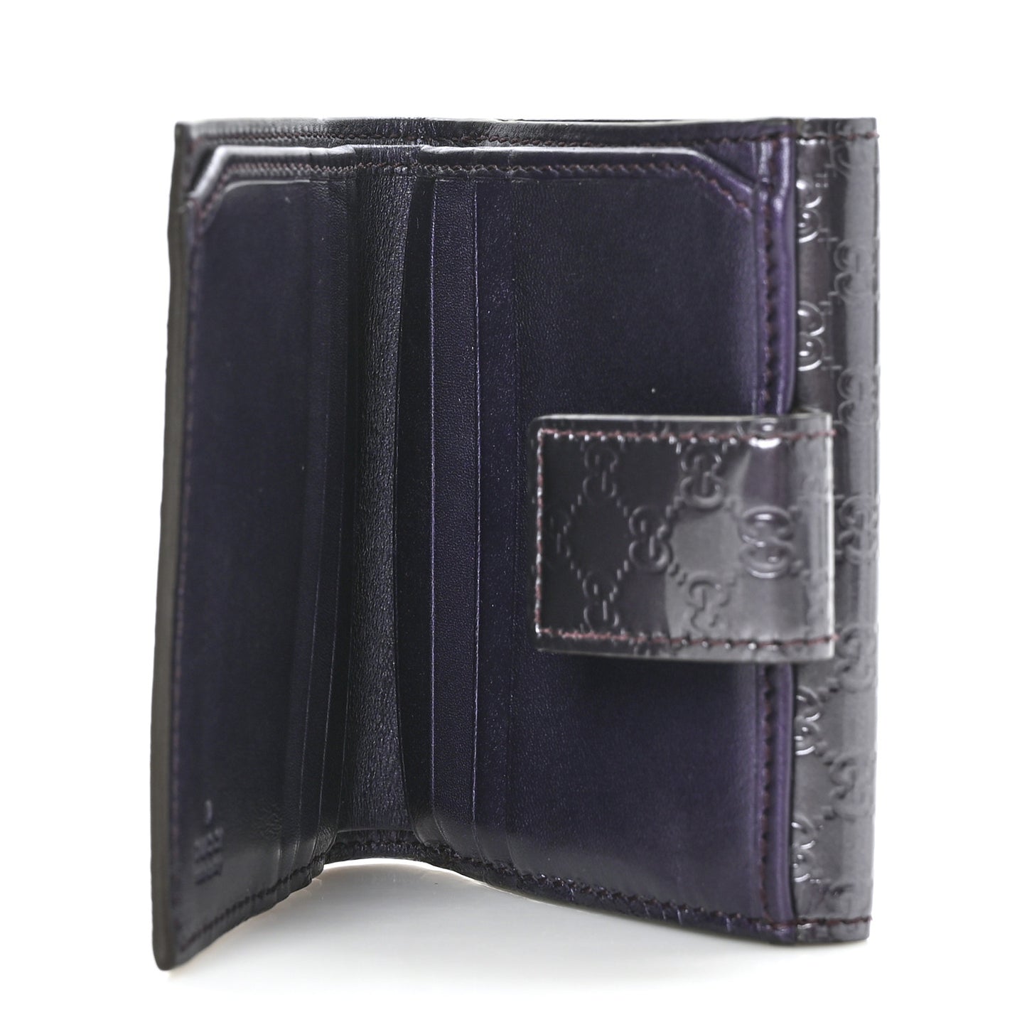 Shine Guccissima French Flap Trademark Wallet Melanzana