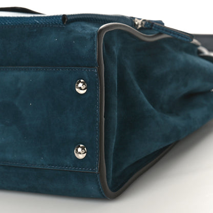 Fendi Chamois Karung Shiny Nappa Medium 3 Pocket Peekaboo Iconic Satchel Cobalto Petrolio 9 of 9
