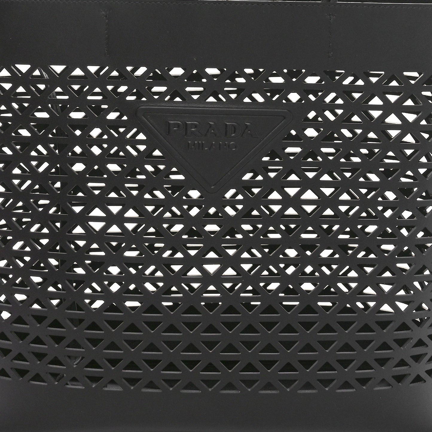 City Calfskin Perforated Triangle Tote Black