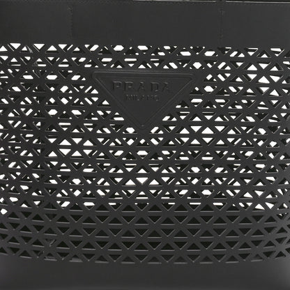 Prada City Calfskin Perforated Triangle Tote Black 8 of 10