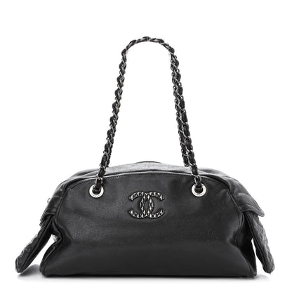 Chanel Glazed Caviar Coco Rider Bowling Bag Black 1 of 12