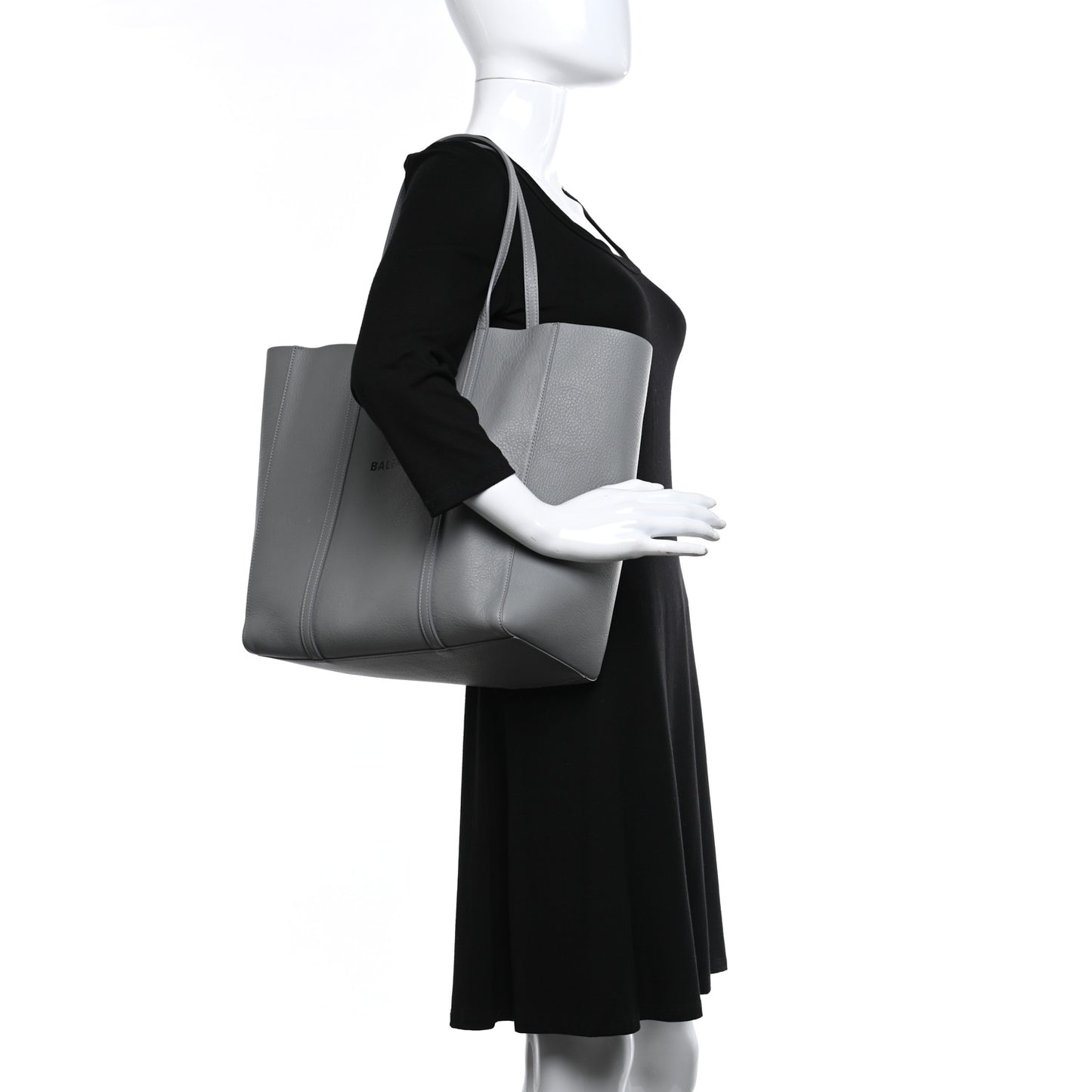 Smooth Calfskin Logo Double Sided Small Everyday Tote Balenciaga Grey Black