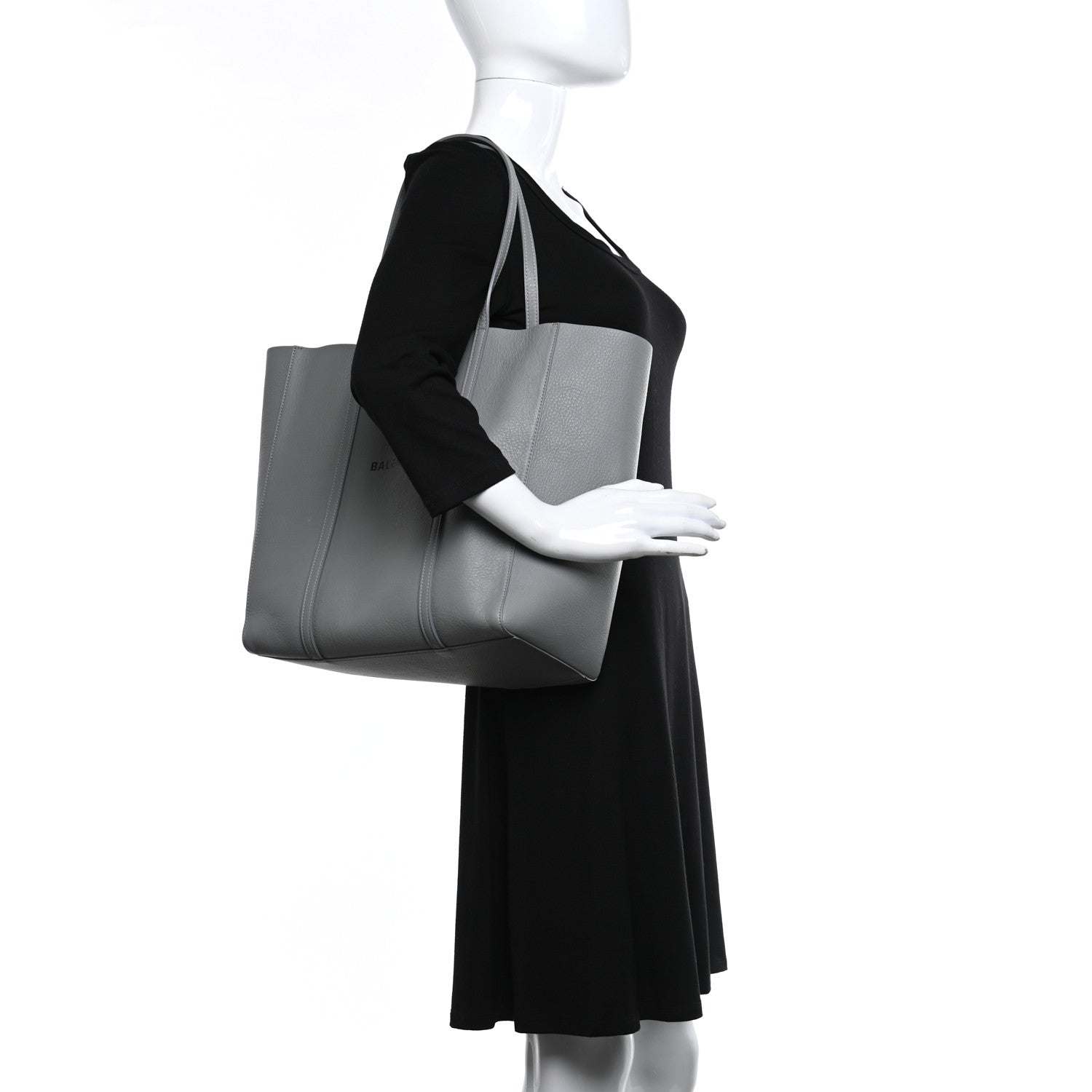 Balenciaga Smooth Calfskin Logo Double Sided Small Everyday Tote Balenciaga Grey Black 2 of 8