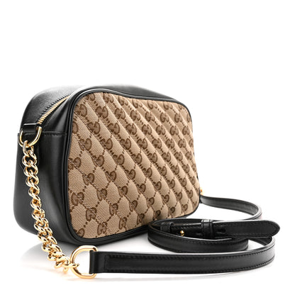 Gucci Monogram Matelasse Diagonal Small GG Marmont Chain Shoulder Bag Beige Black 3 of 10